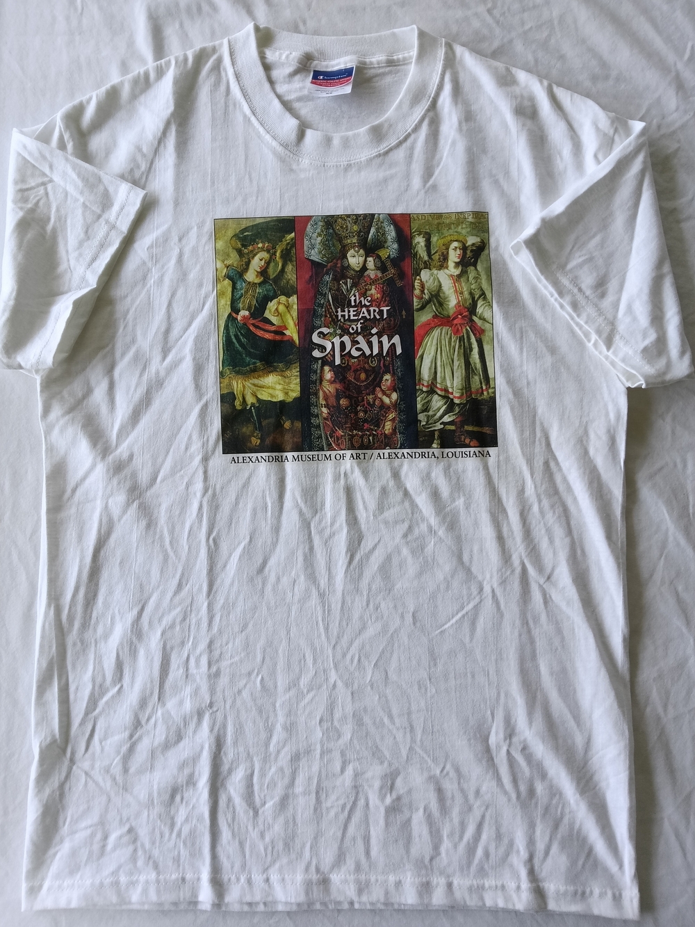 Champion White T-Shirt with Multicolor Spain Art Graphic